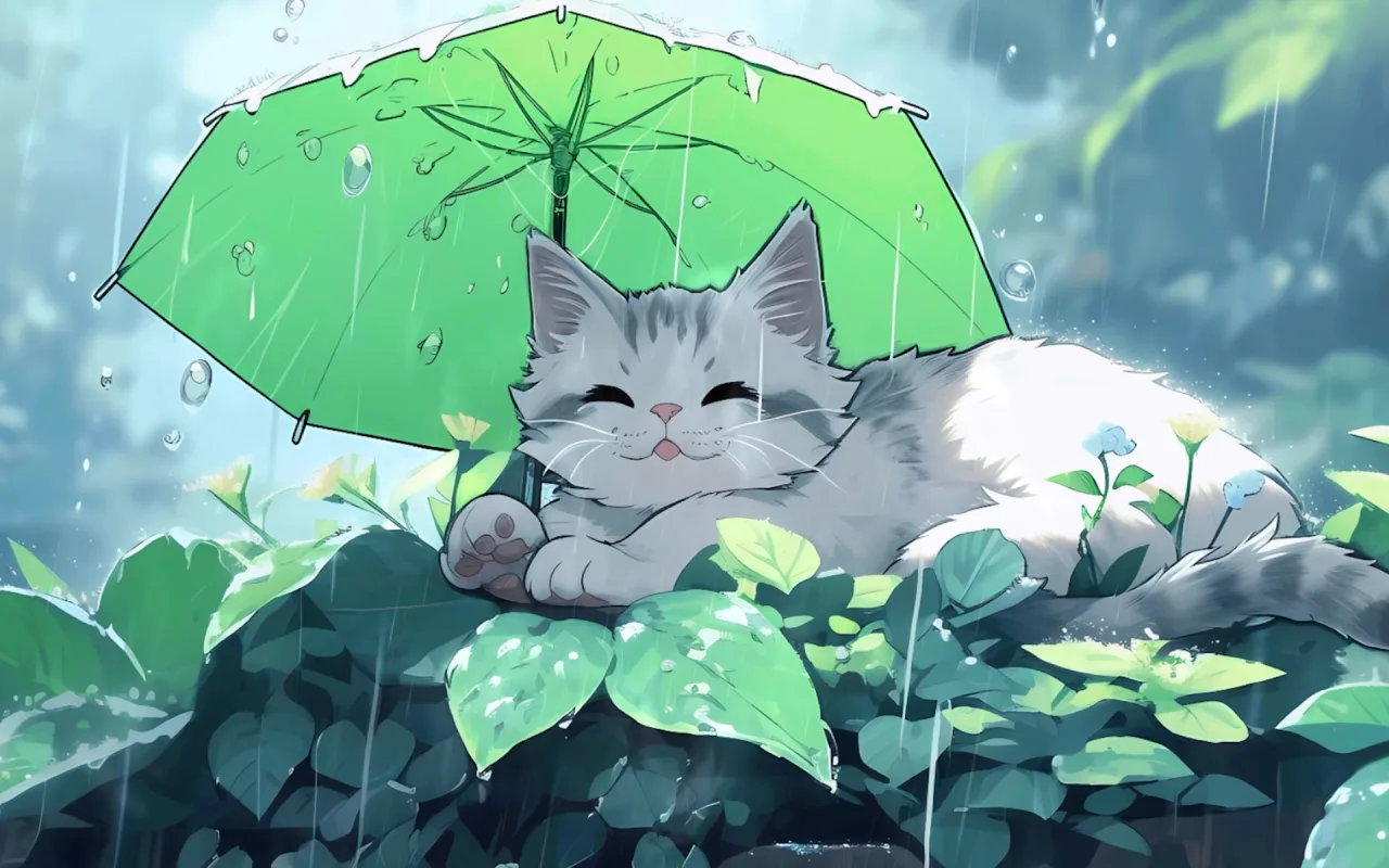 Cat in rain live wallpaper preview