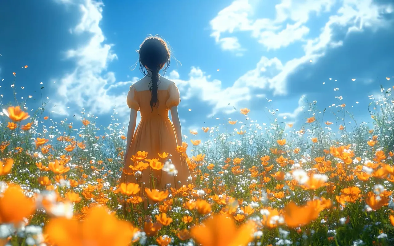 Girl in yellow sundress live wallpaper preview