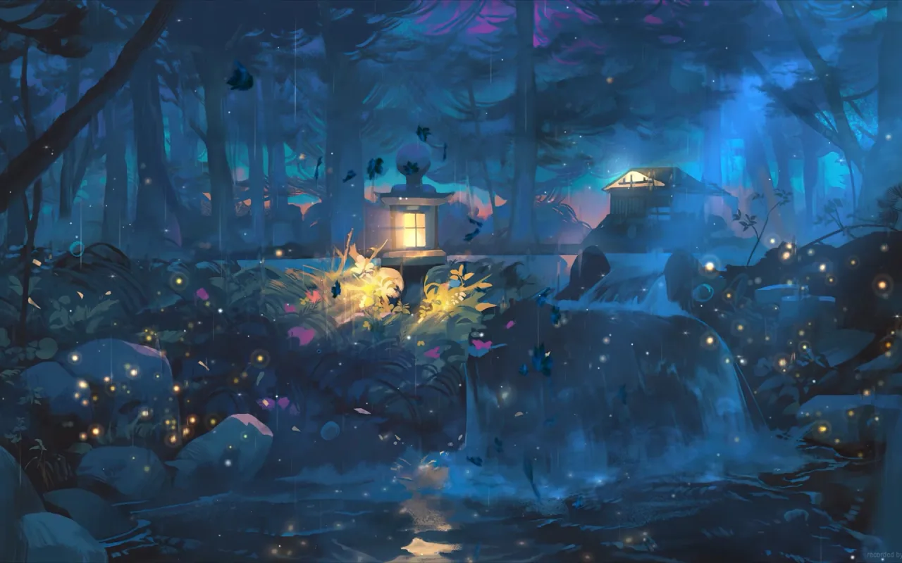 Raining in the Mystical Forest live wallpaper preview