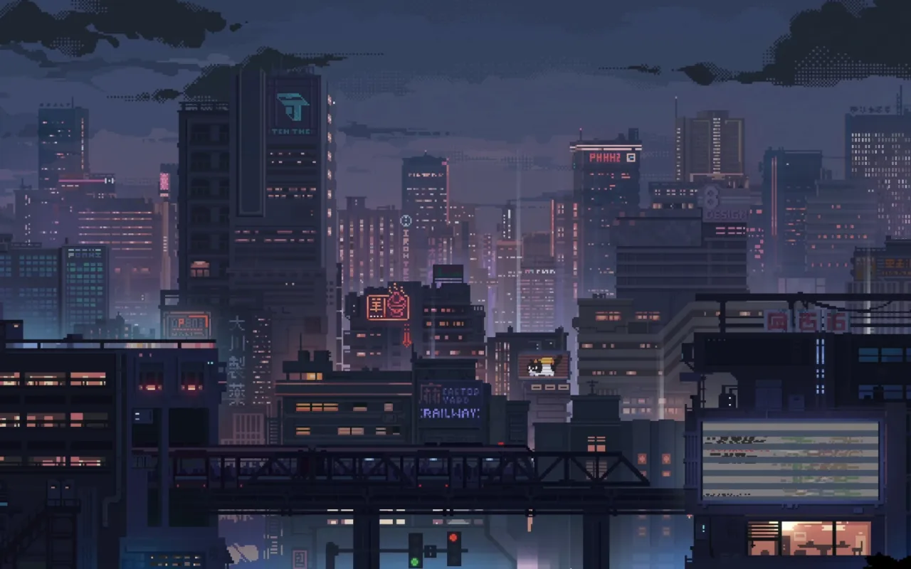 Pixel Art Night City live wallpaper preview