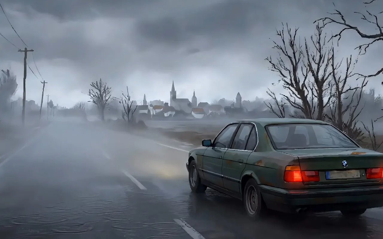 BMW E34 Rainy Drive live wallpaper preview