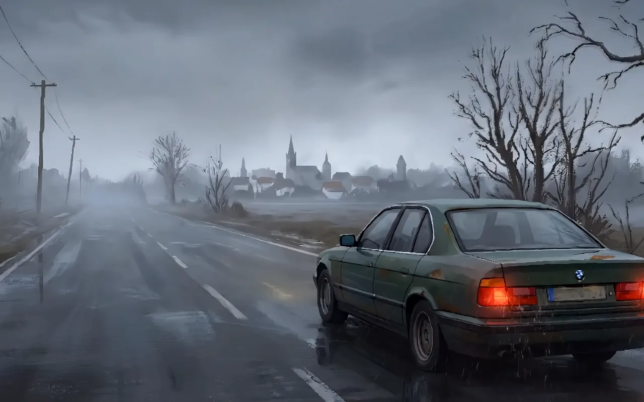 BMW E34 Rainy Drive live wallpaper preview
