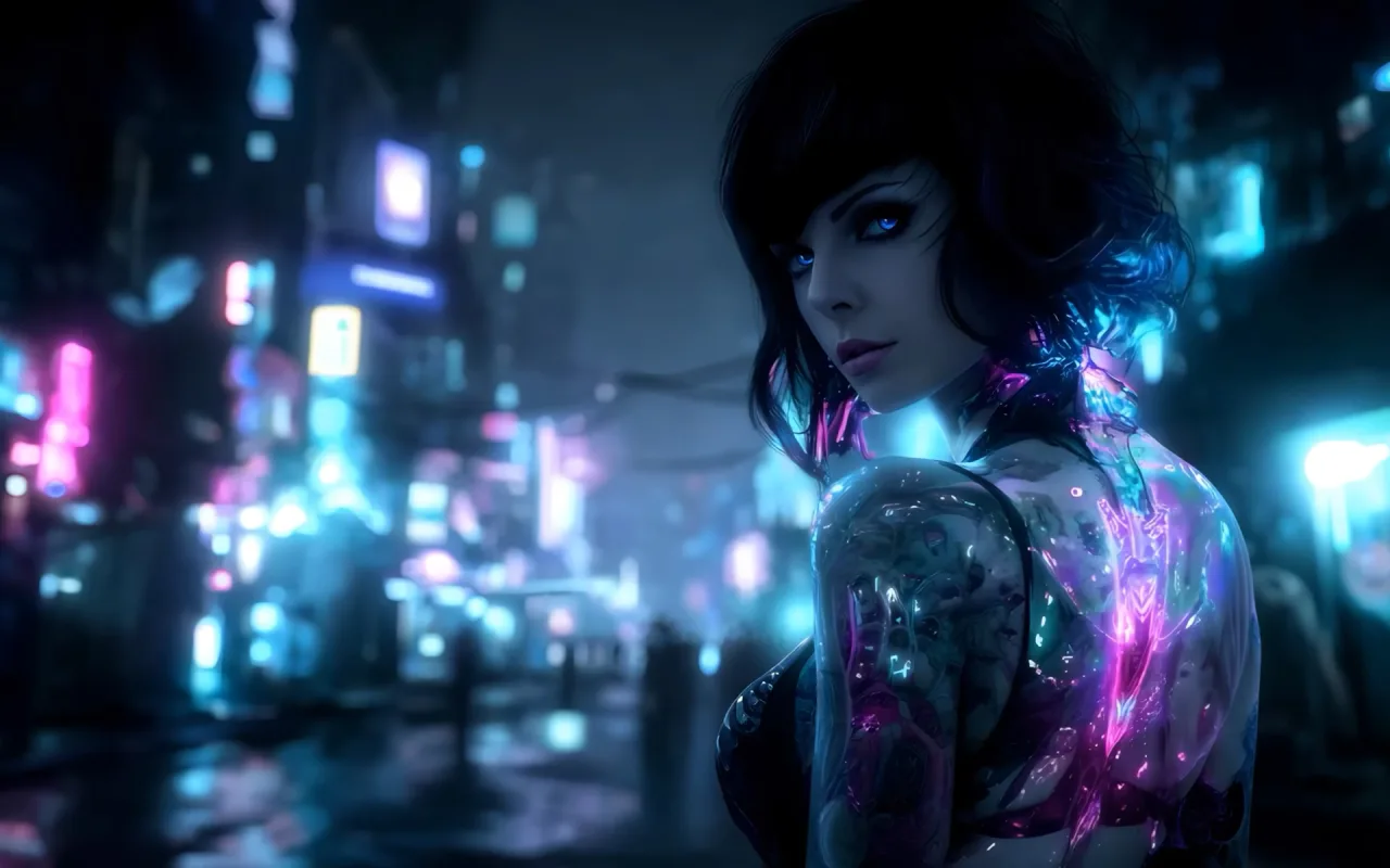 Cyber City Girl live wallpaper preview