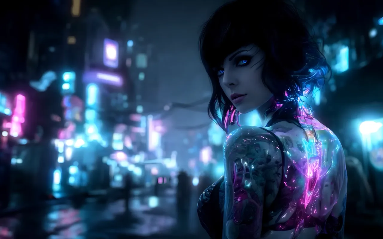 Cyber City Girl live wallpaper preview