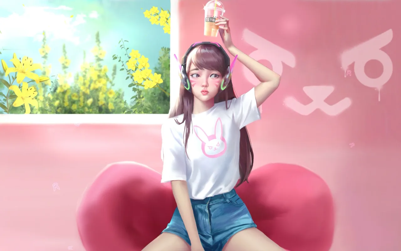 Overwatch - Ice Coffee Dva live wallpaper preview