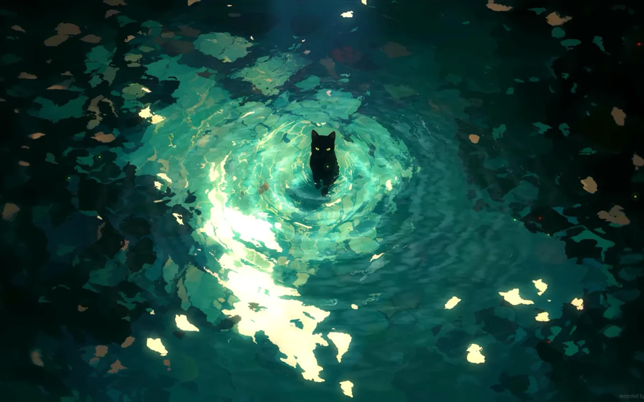 Cat in pond live wallpaper preview