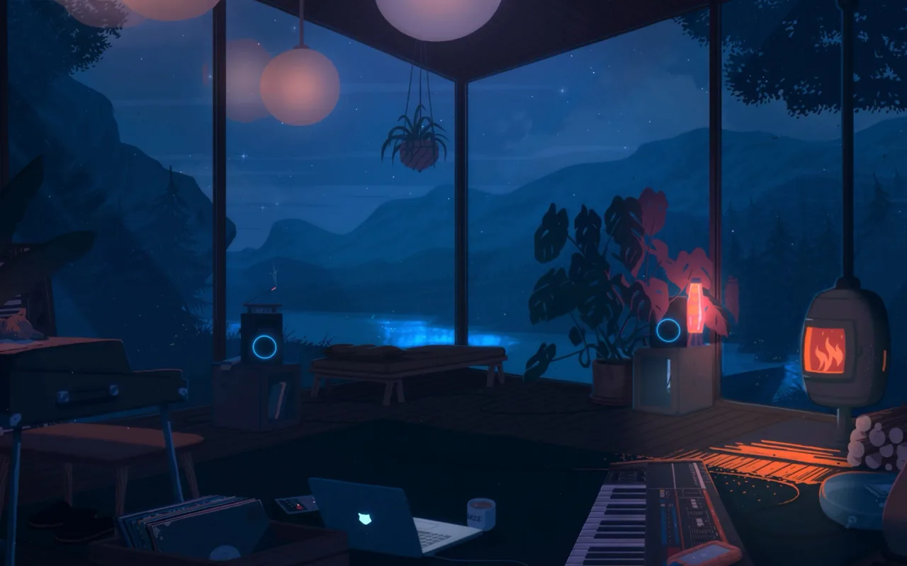 Rainy Lakehouse Night live wallpaper preview