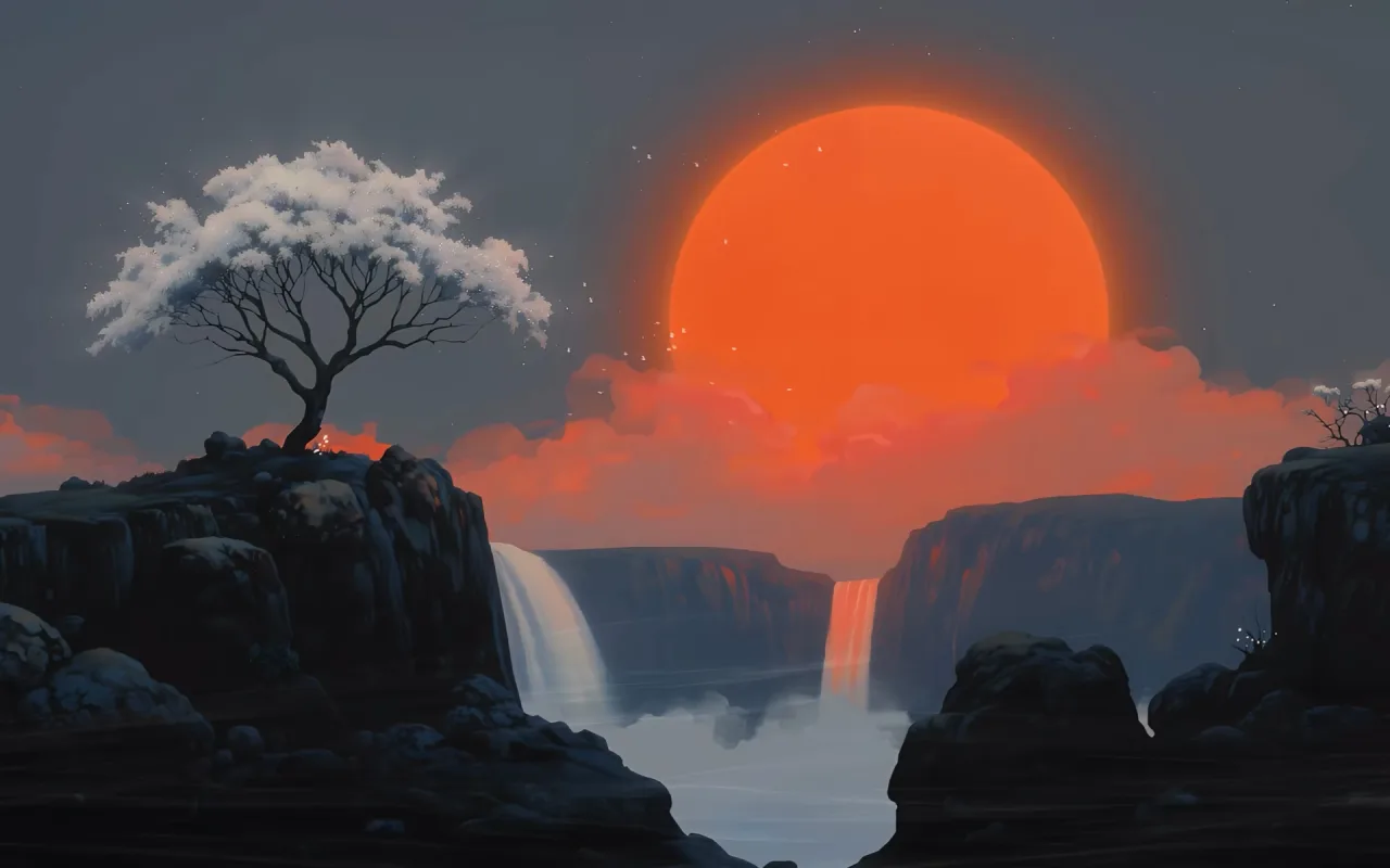 Eclipse Over Silent Falls live wallpaper preview