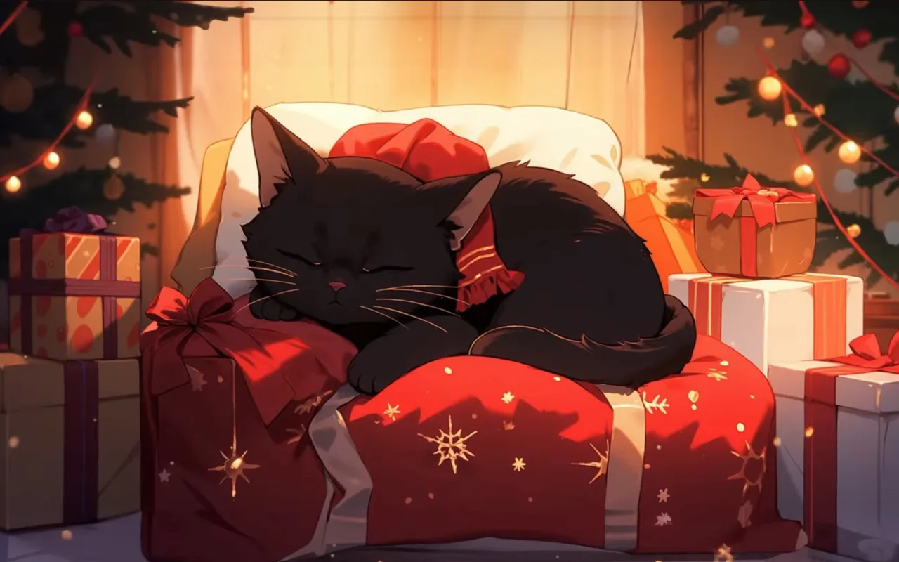 Sleeping Cat and Silent Night live wallpaper preview