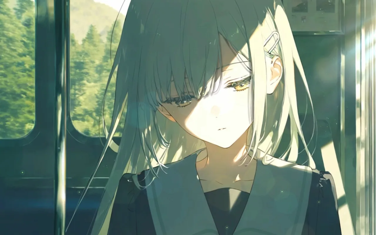 Mitsumi on a train live wallpaper preview