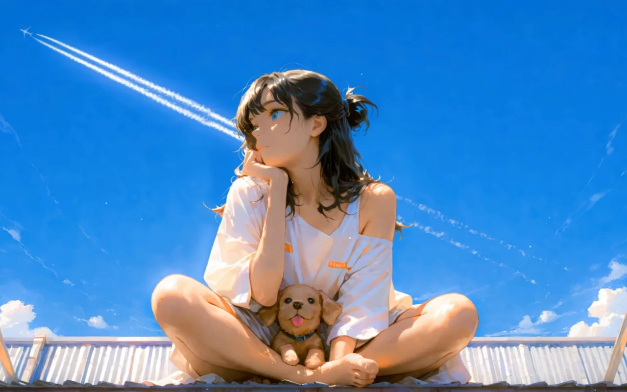 Anime Girl With Puppy live wallpaper preview