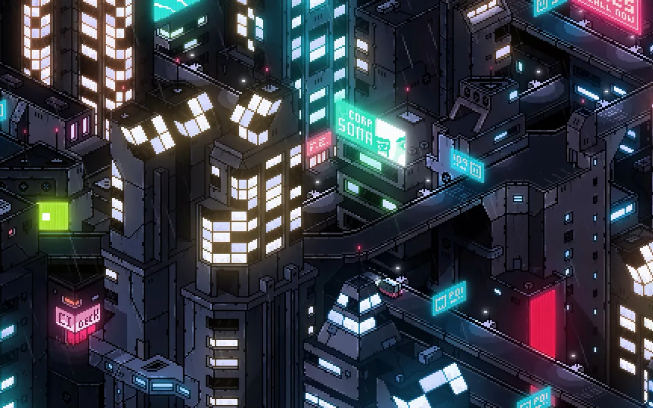 Pixel Cyberpunk City live wallpaper preview