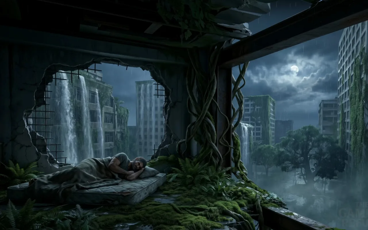 Joel Sleeping In Overgrown City live wallpaper preview