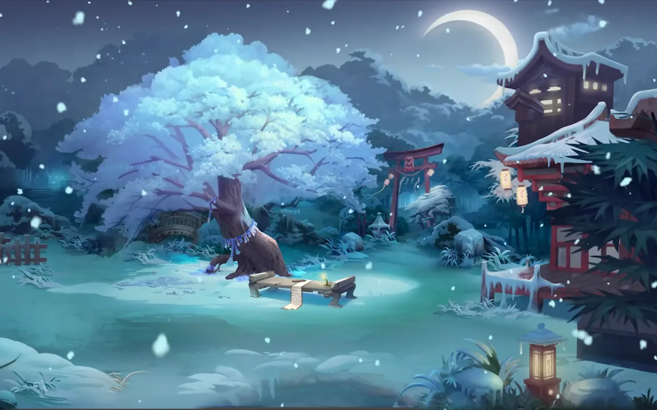 Snow Moon Courtyard live wallpaper preview