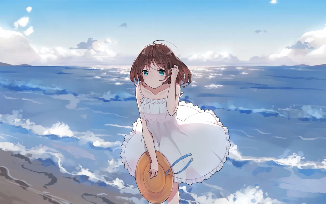Sundress Girl in Beach live wallpaper preview