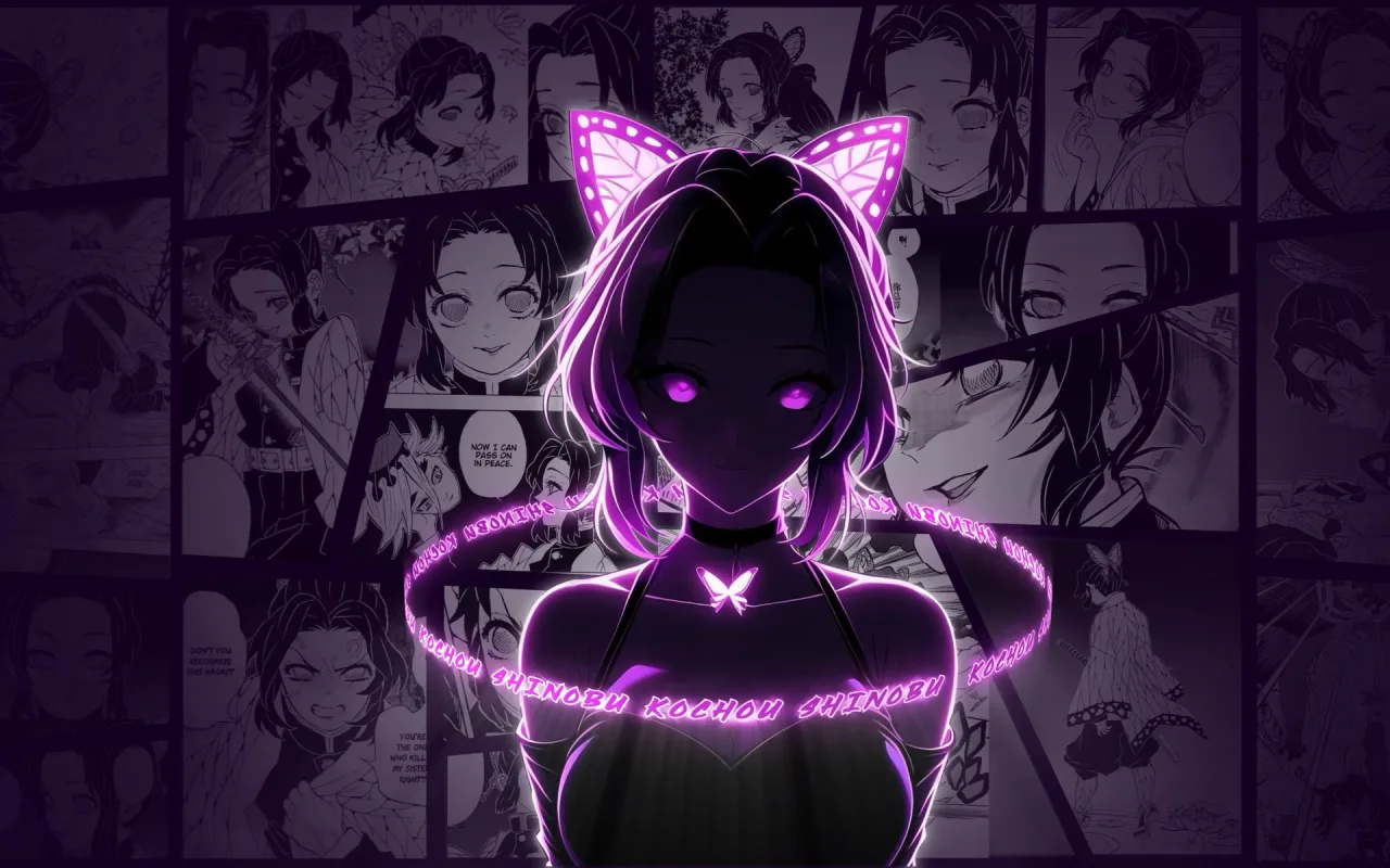 Shinobu Dark Butterfly Kimetsu No Yaiba live wallpaper preview