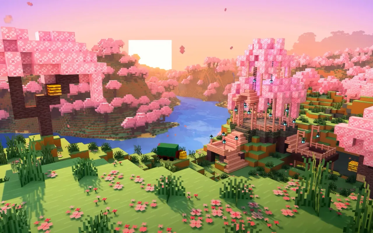 Minecraft Cherry Blossom Biome live wallpaper preview