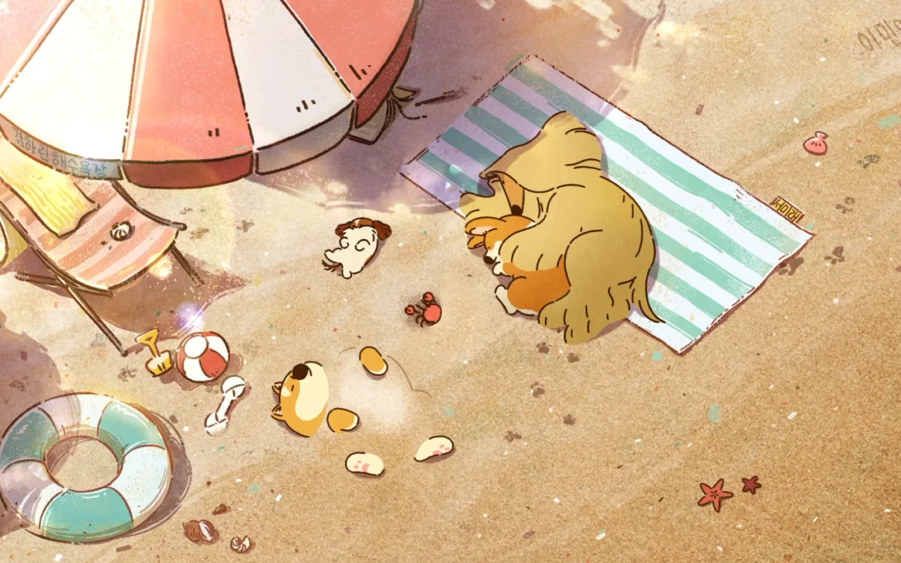 Corgi Beach live wallpaper preview