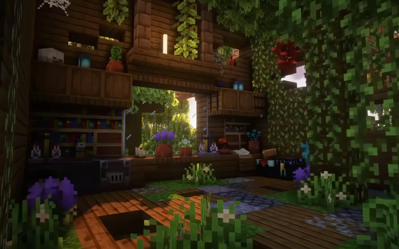 Minecraft Overgrown Cabin live wallpaper preview