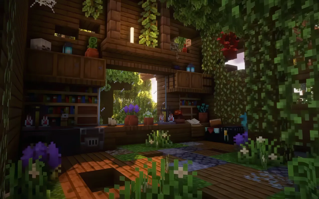 Minecraft Overgrown Cabin live wallpaper preview