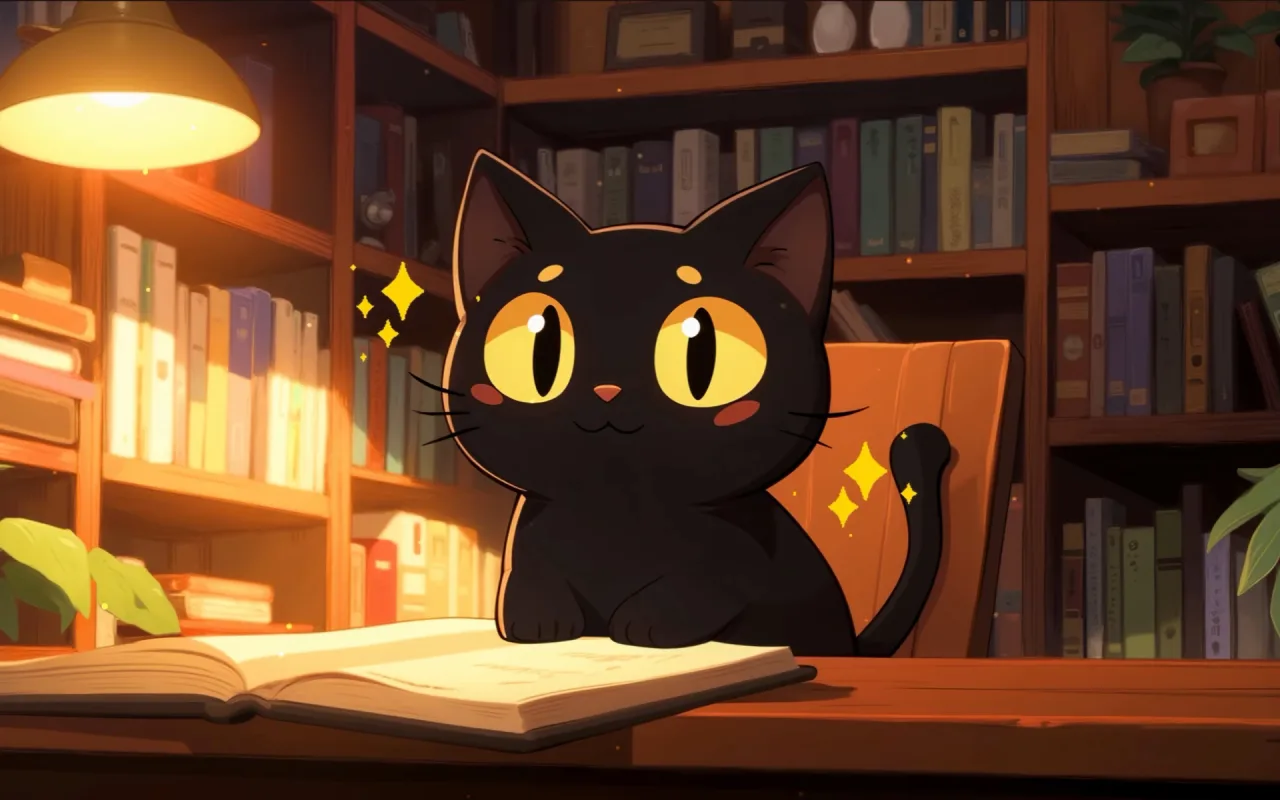 Study Kitty live wallpaper preview