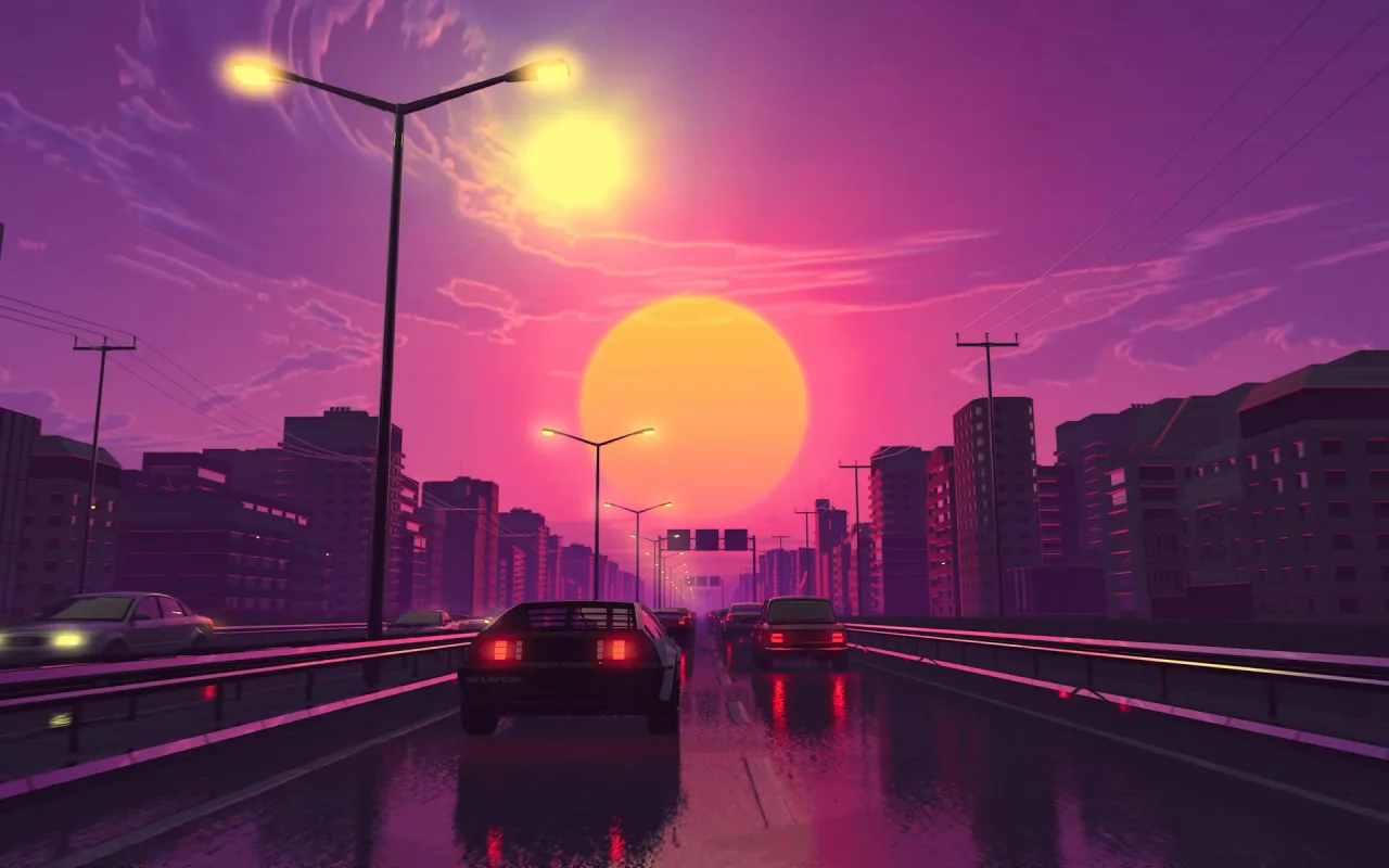 Retro Drive live wallpaper preview