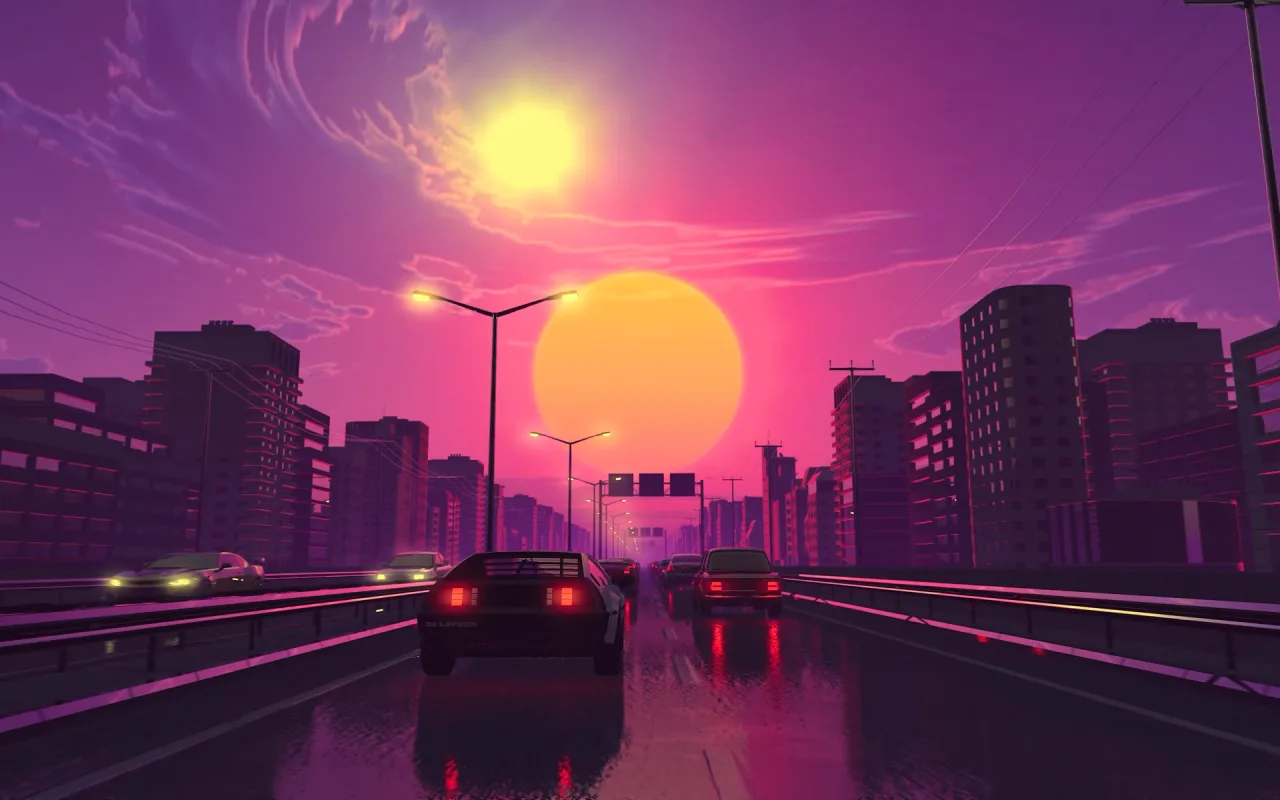 Retro Drive live wallpaper preview