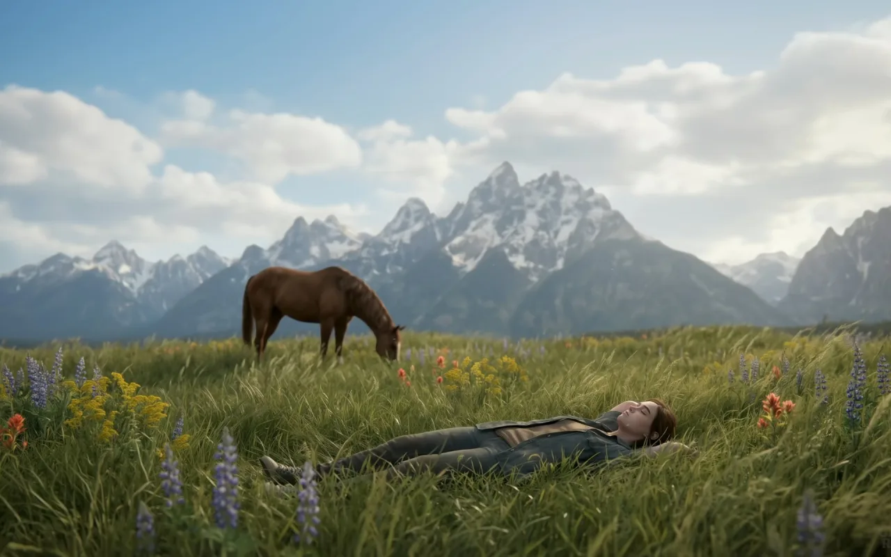 The Last Of Us: Ellie Resting in Jackson Meadows live wallpaper preview