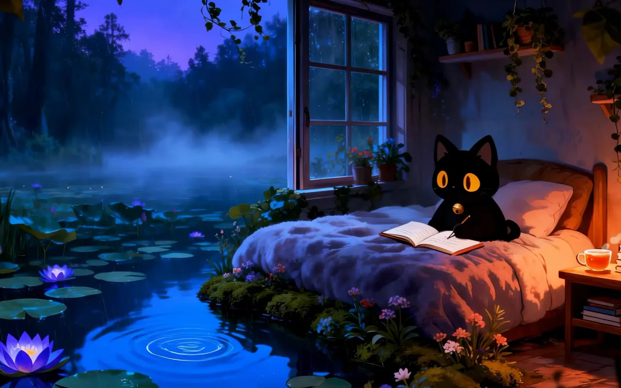 Cozy Lake Bedroom live wallpaper preview