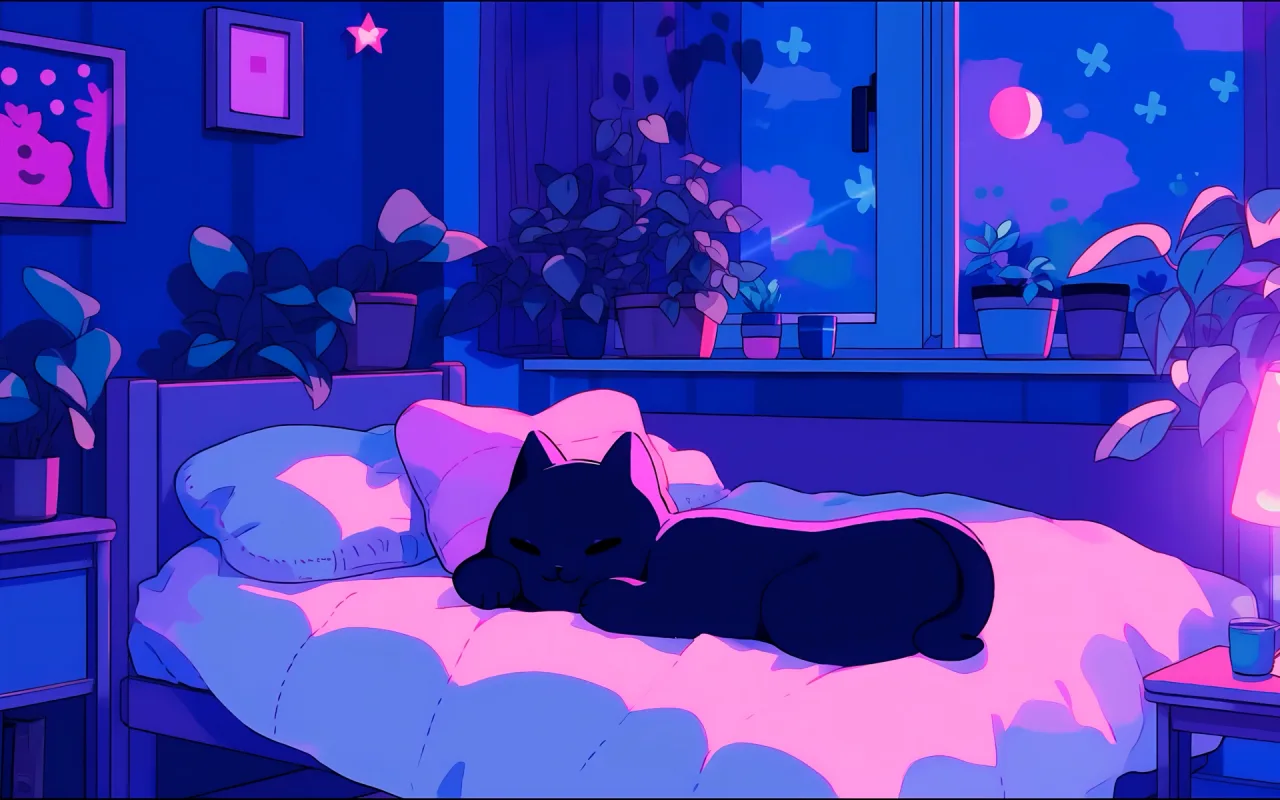 Lofi Cat live wallpaper preview