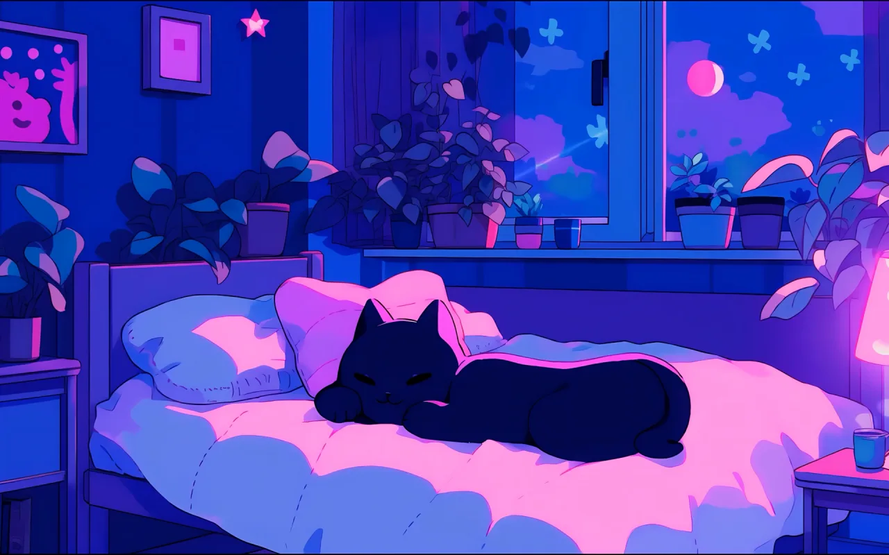 Lofi Cat live wallpaper preview