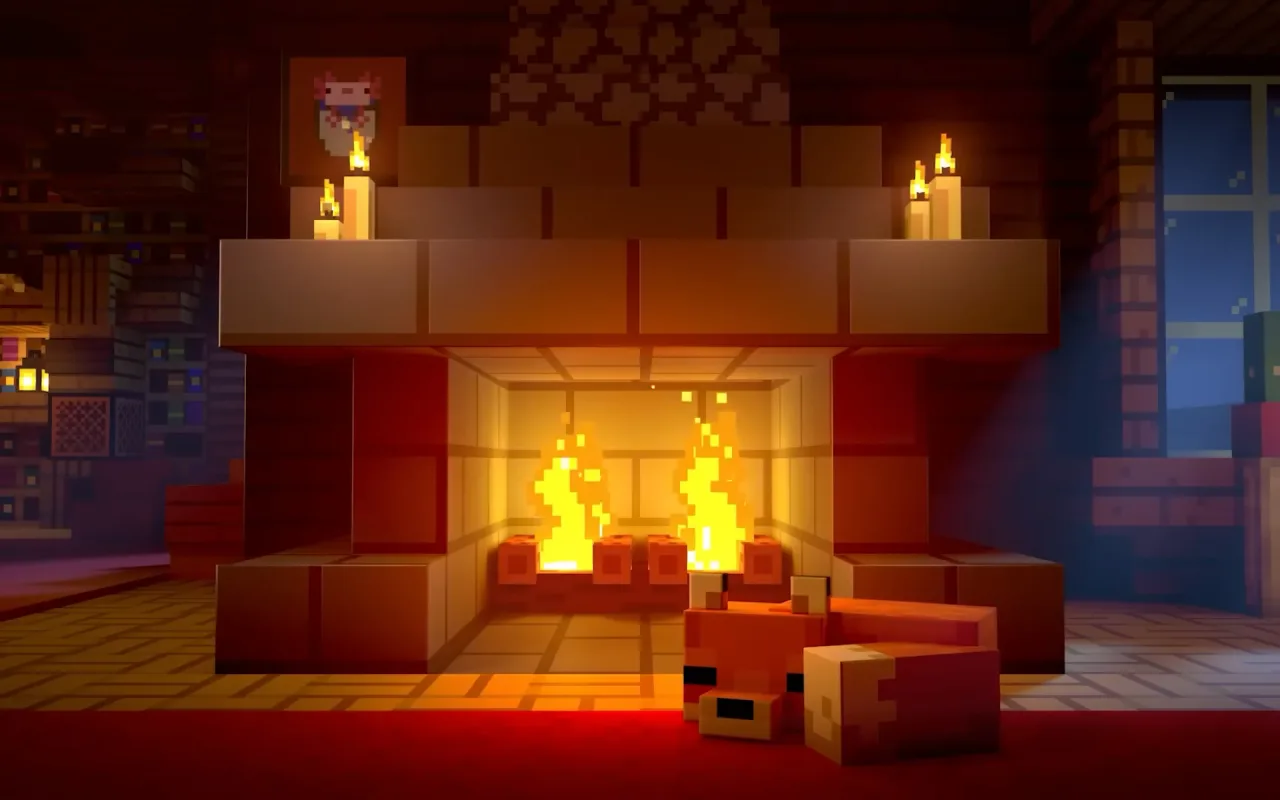 Minecraft Fireplace live wallpaper preview