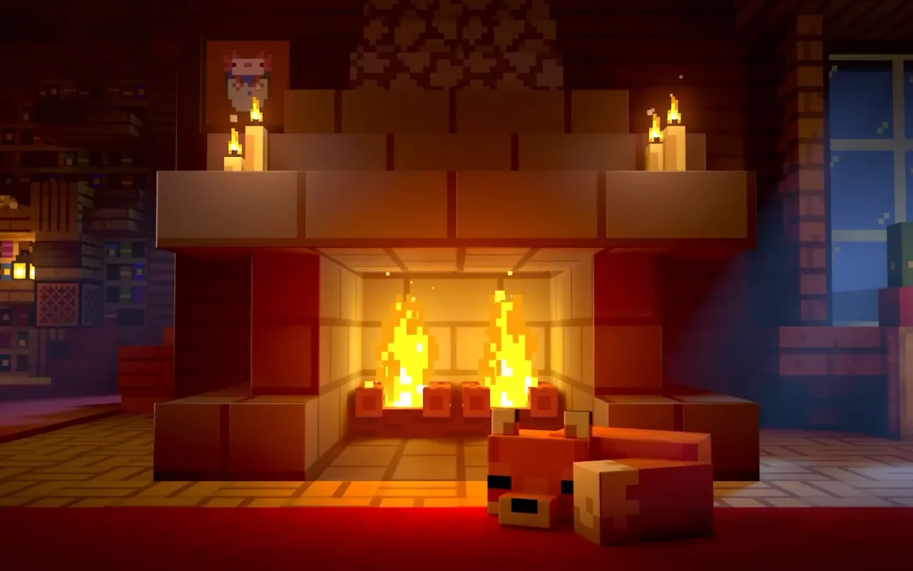 Minecraft Fireplace live wallpaper preview