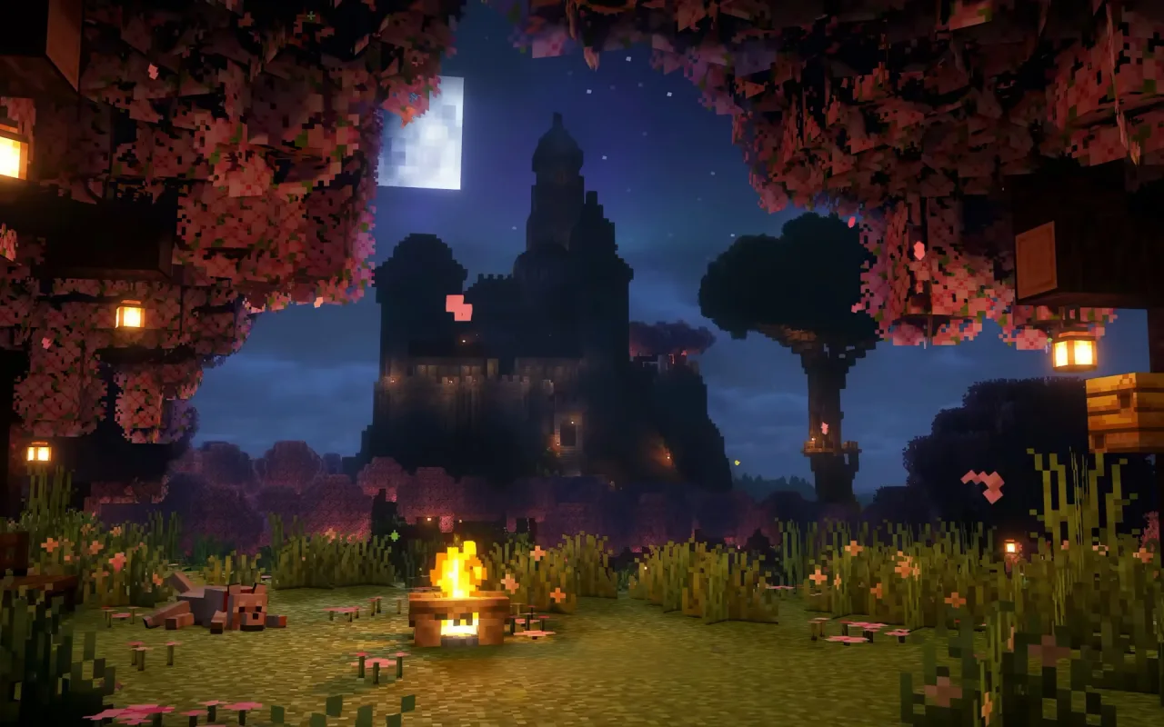 Minecraft Glowing Castle live wallpaper preview