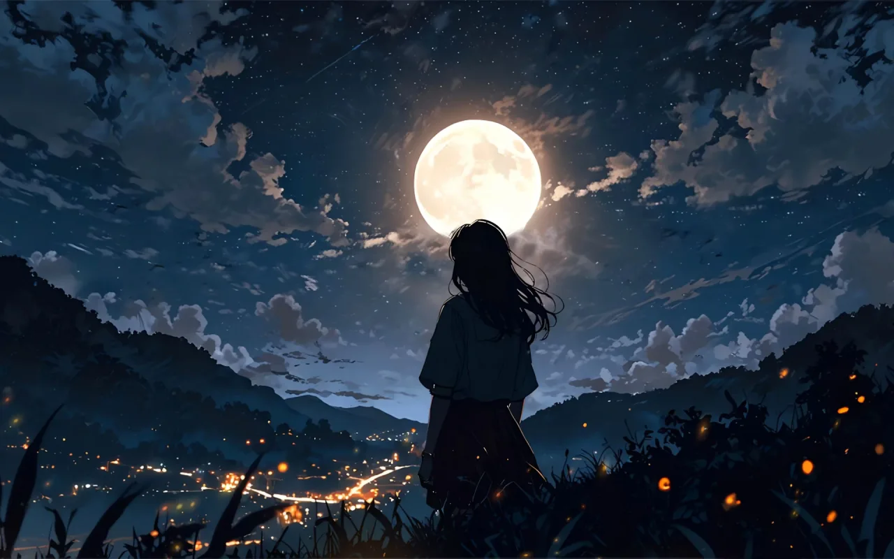 Full Moon Girl live wallpaper preview