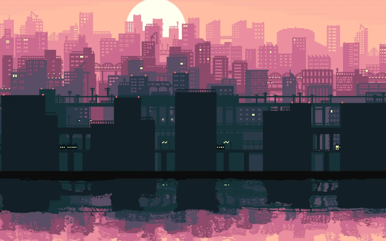 Pixel Cityscape live wallpaper preview