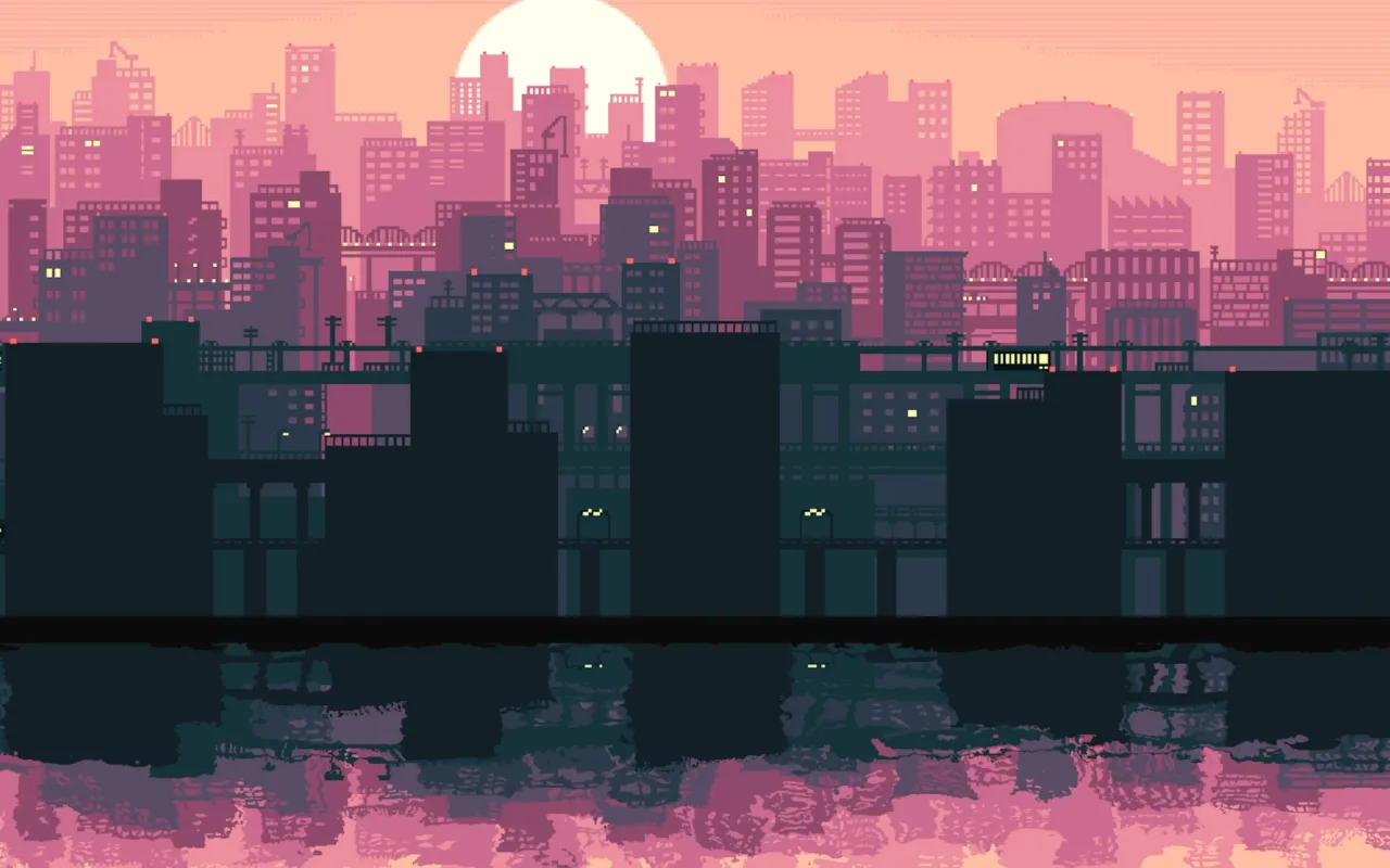 Pixel Cityscape live wallpaper preview